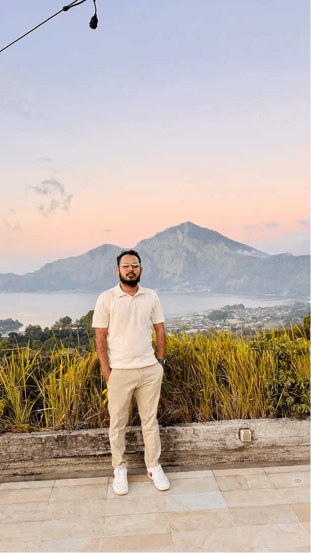 Ceo of Wavespace enjoying a mountain view at bali