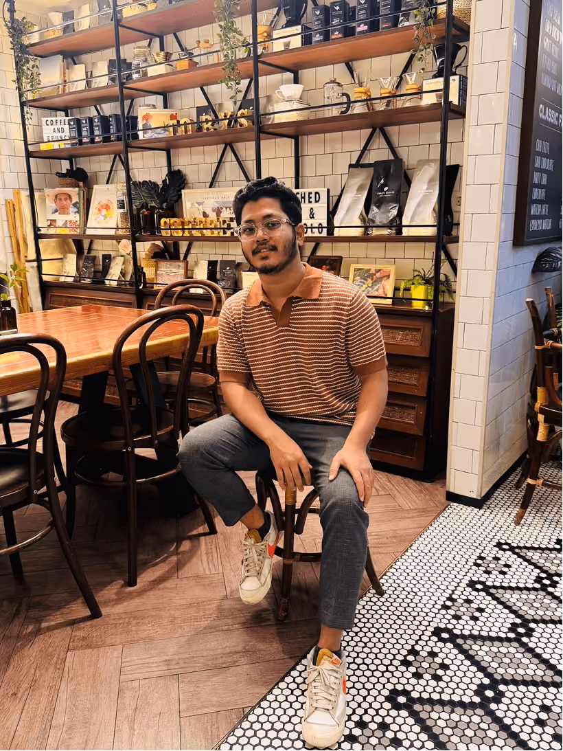 Relaxing inside a cafe before the next idea