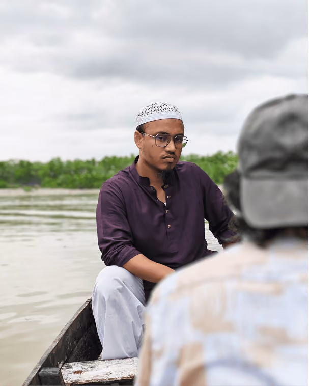 Wavespace team member riding a boat