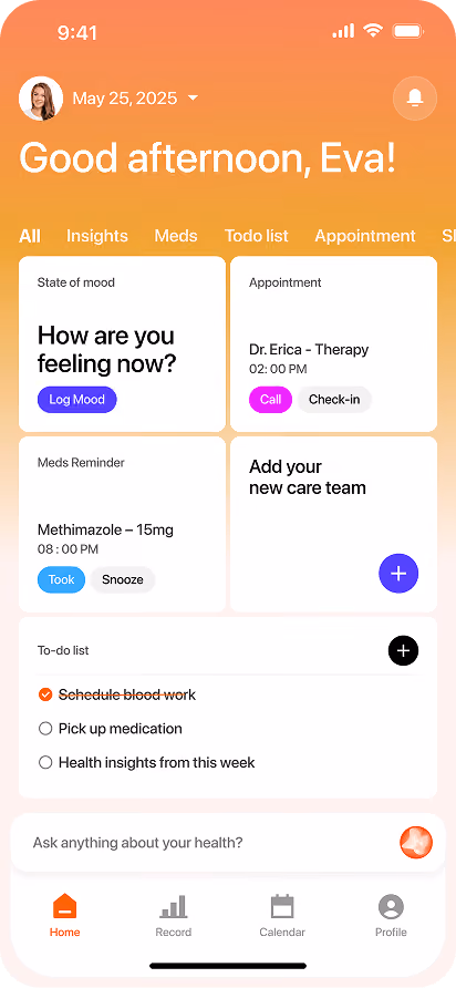 Healthcare mood tracking appointment UI/UX design service