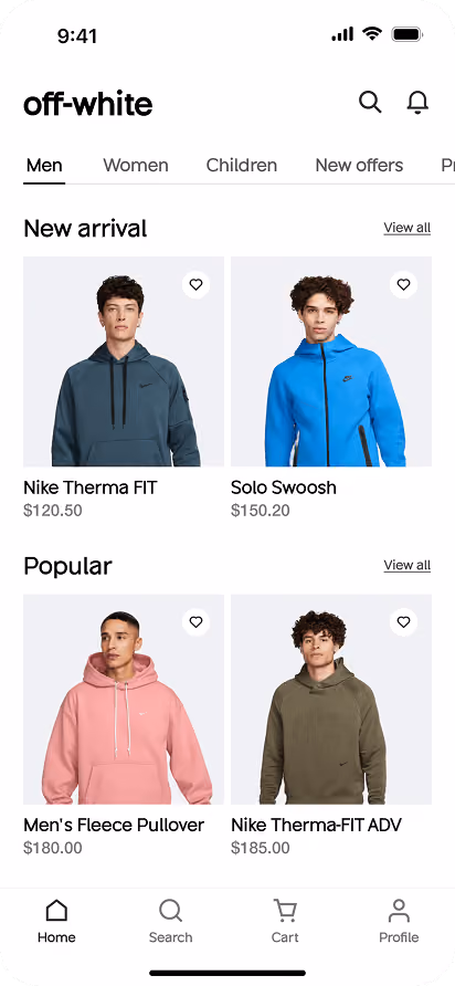 Fashion e-commerce app UI/UX design service by Wavespace