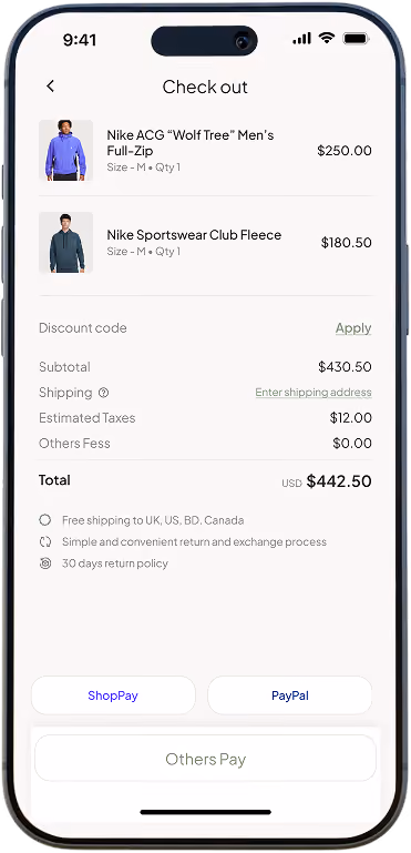 Off white checkout screen before