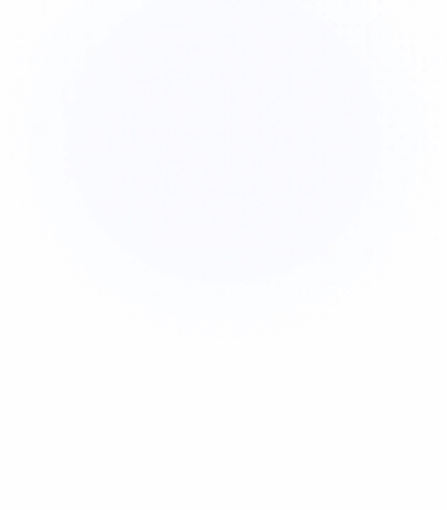 Abstract blue and white pattern featuring a large central blue circle surrounded by concentric rings of smaller blue dots that fade outward on a white background.