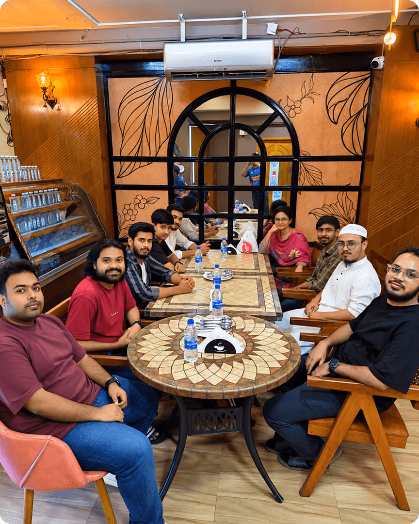 The Wavespace team sharing a meal together