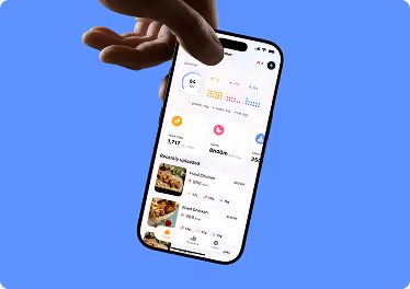 Food tracking mobile app designed by Wavespace, shown on a phone