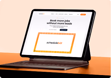 Schedulebot website built in Webflow by Wavespace, shown on a tablet