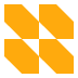 Orange and black geometric pattern resembling four squares with diagonal halves creating a dynamic, angular design.
