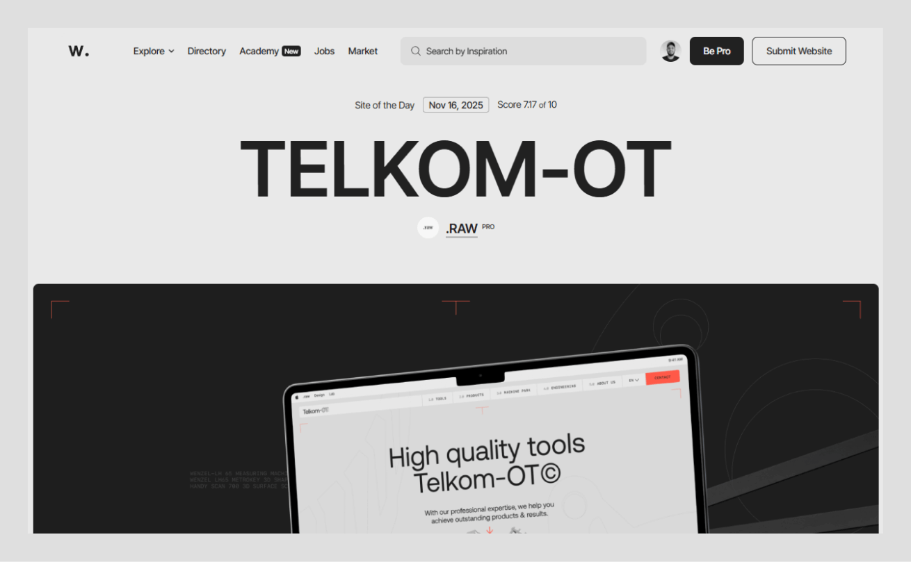 awwward website design example of wavespace