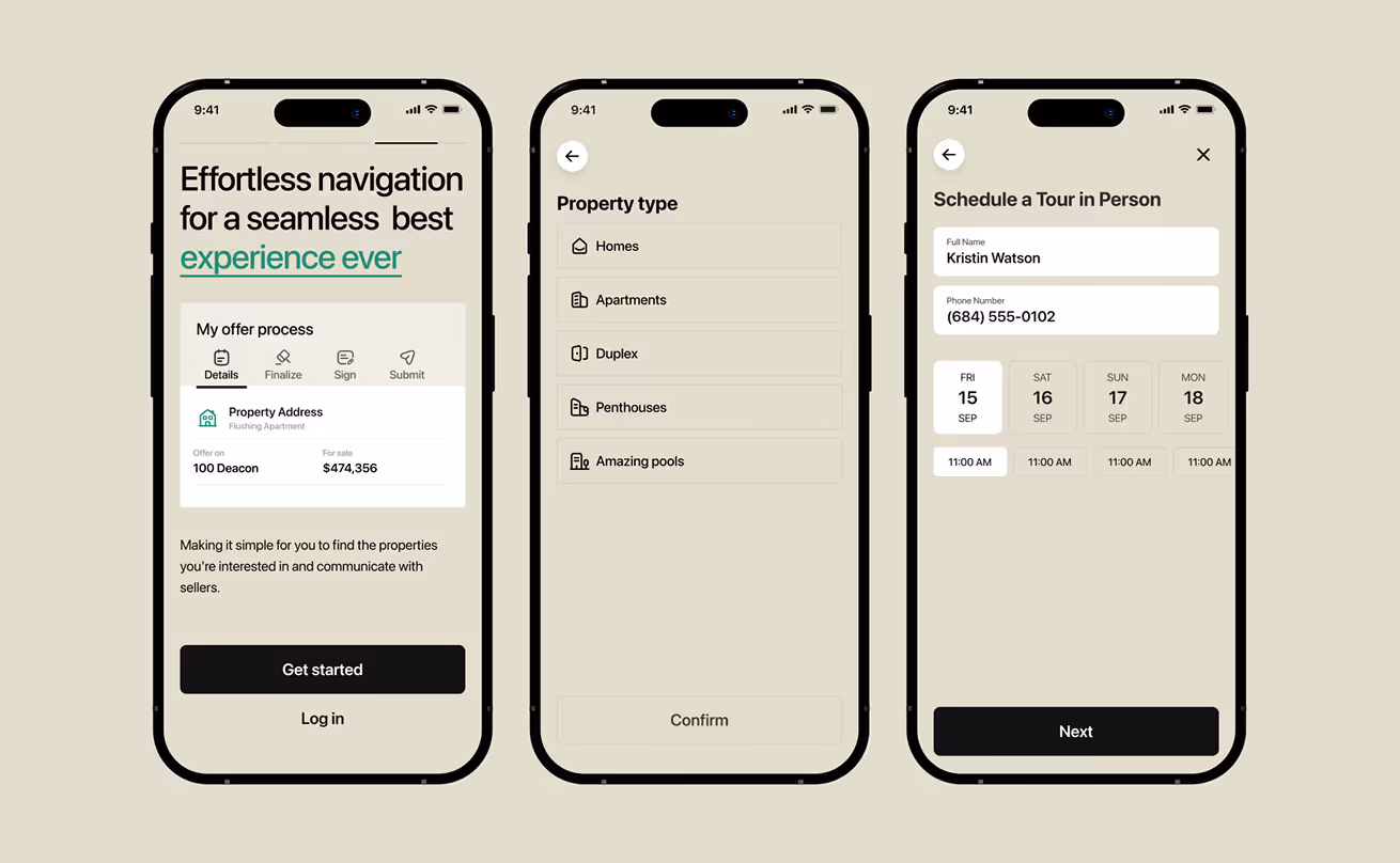 mobile app design of dull colors