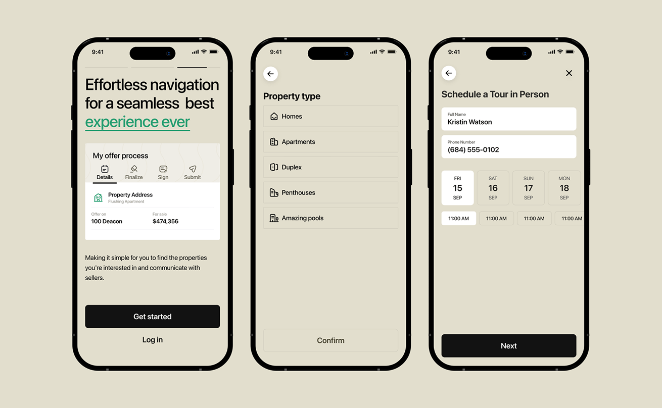 mobile app design of dull colors