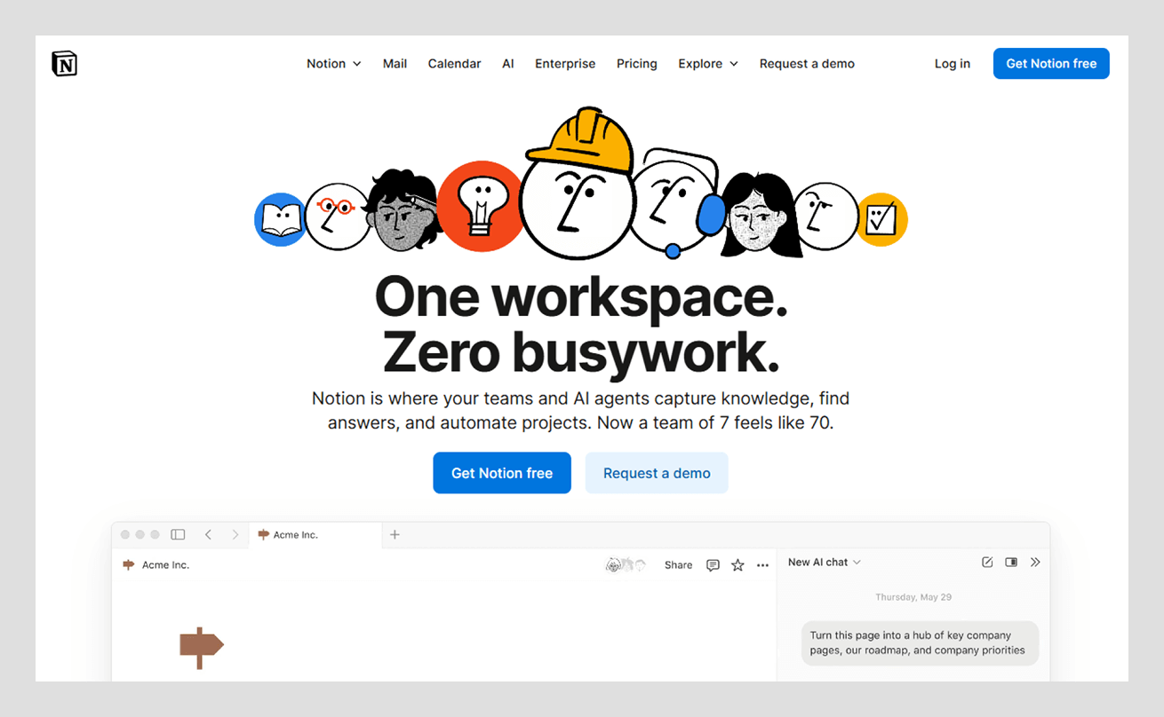 notion saas platform design of muted colors