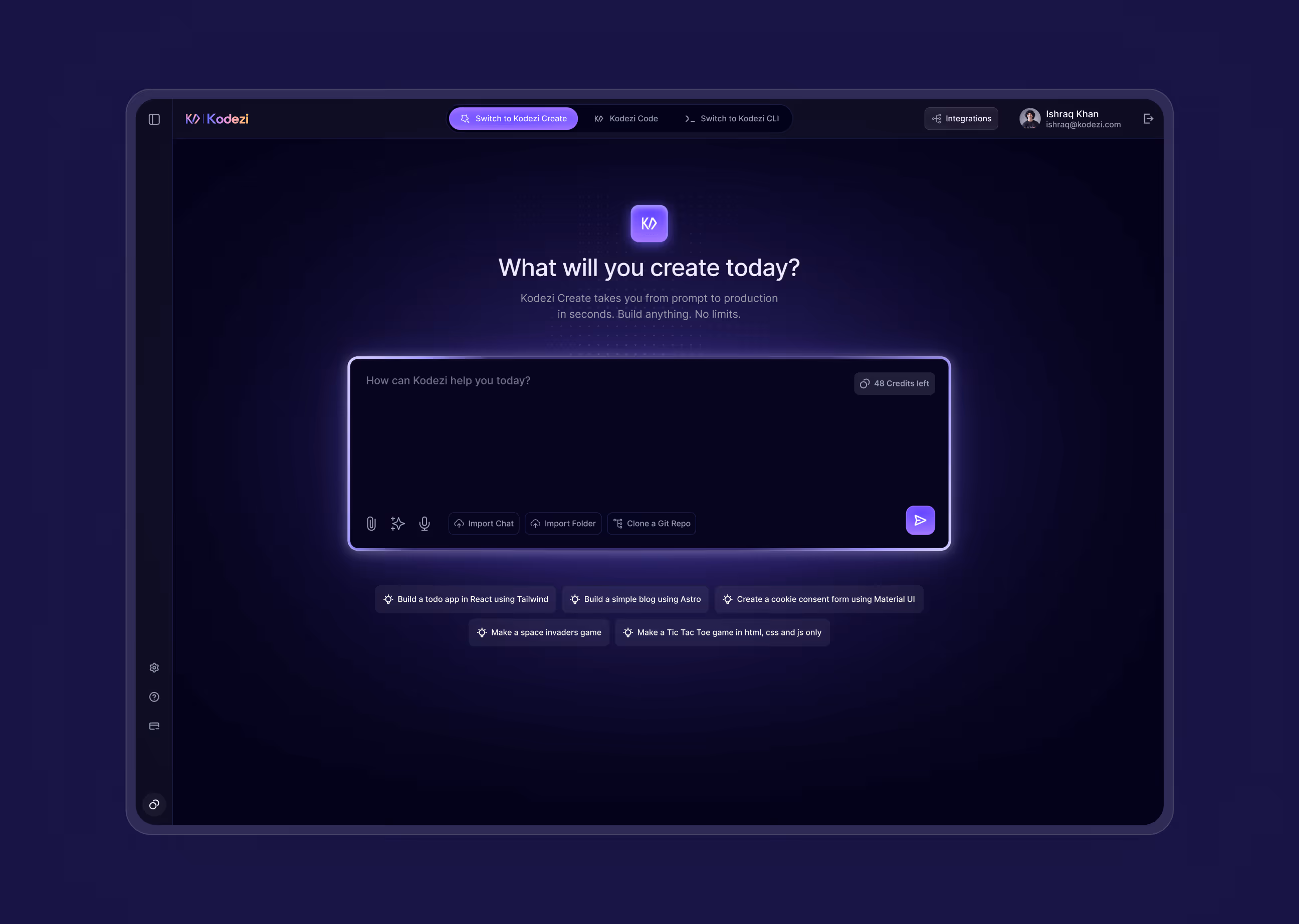 kodezi ai landing page by wavespace
