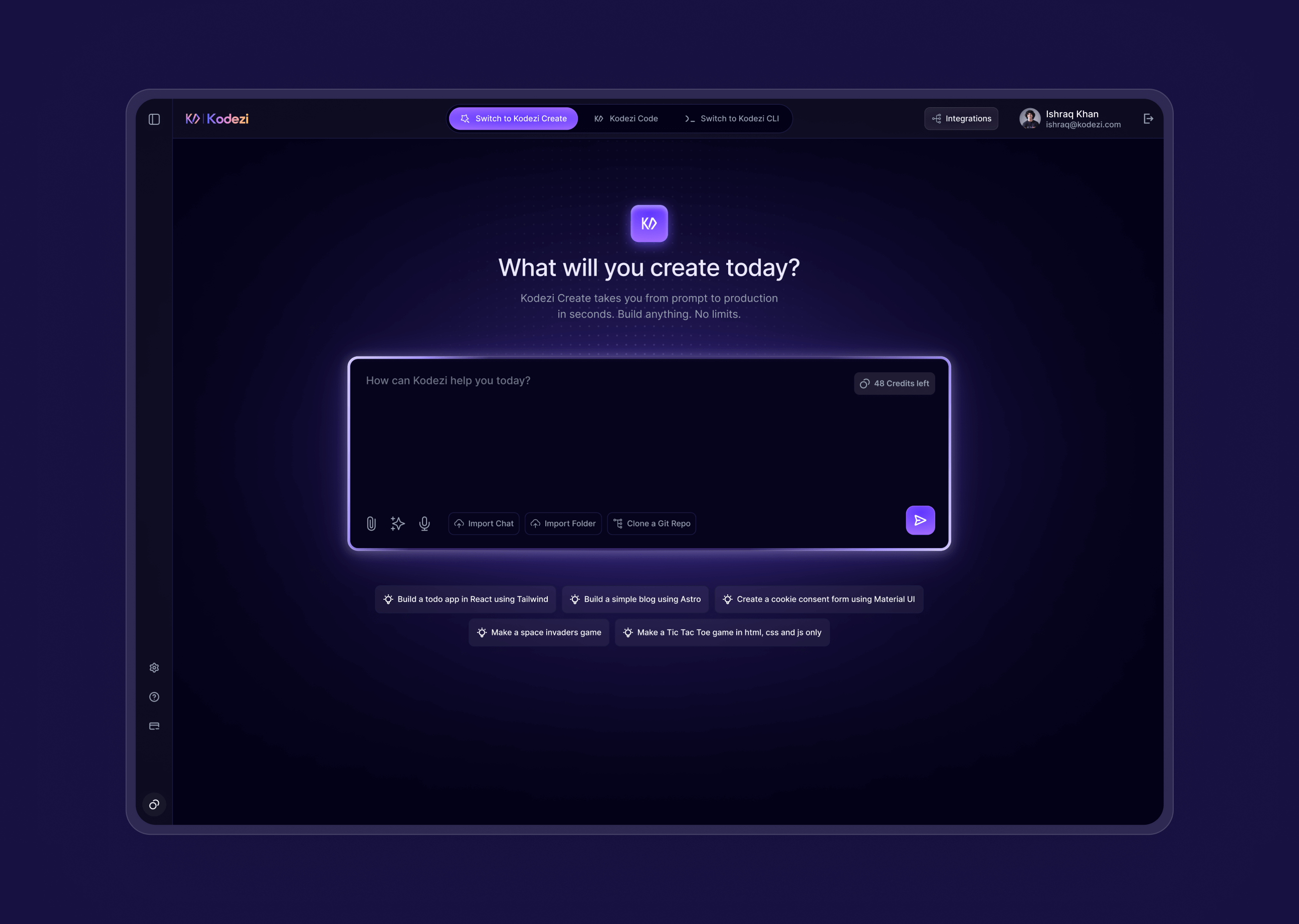 kodezi ai landing page by wavespace