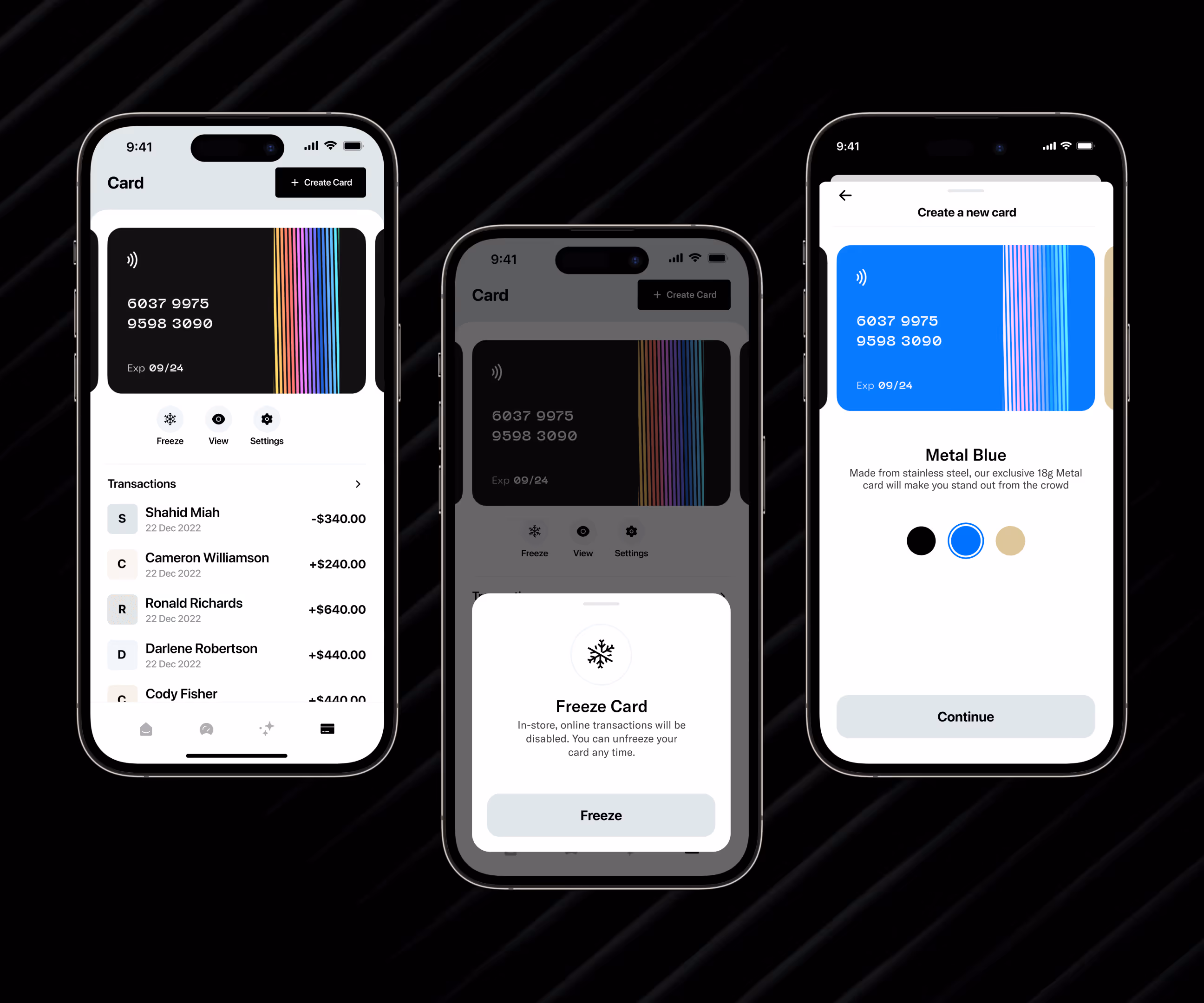 virtual card management fintech app