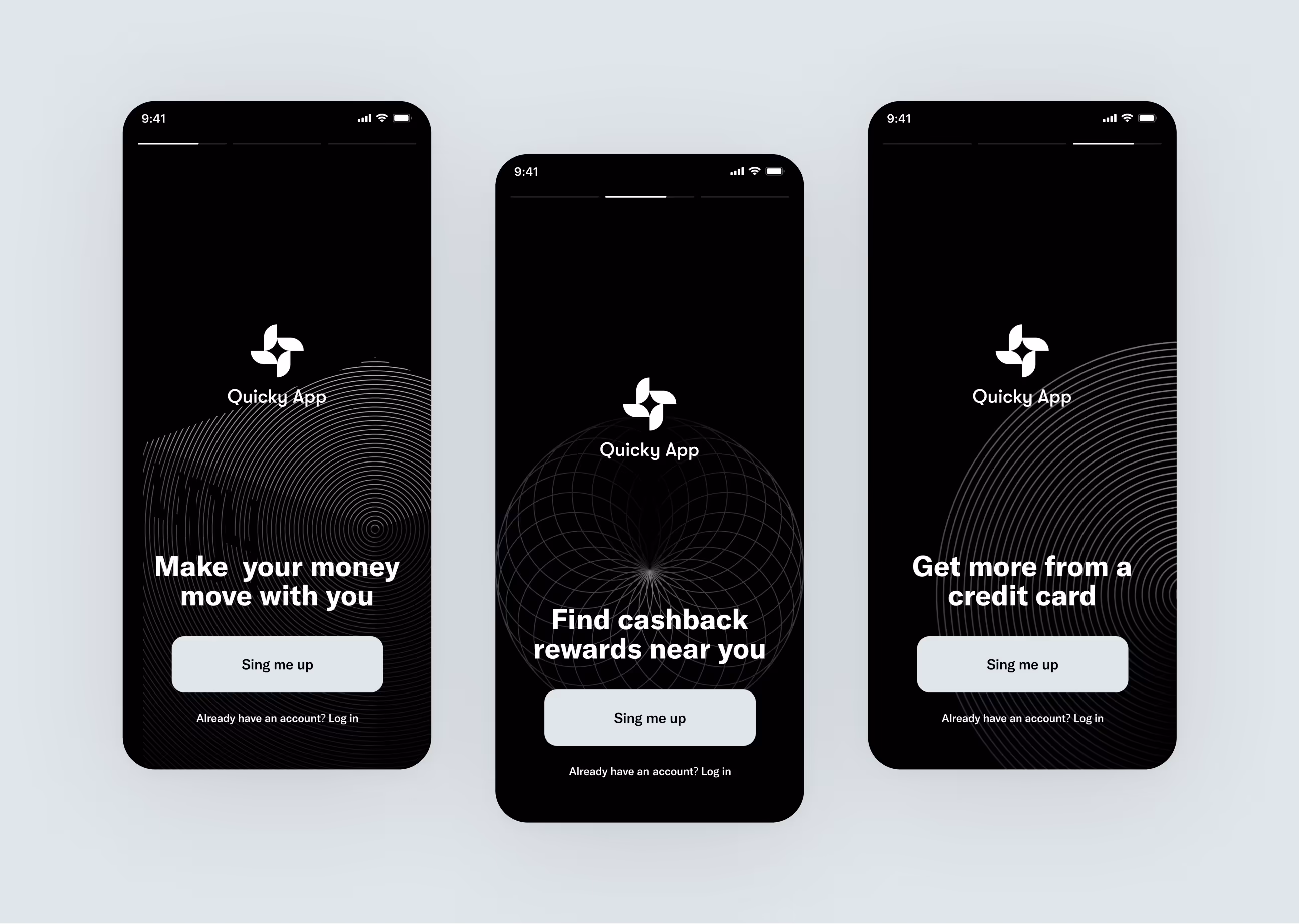 quicky onboarding screen for app