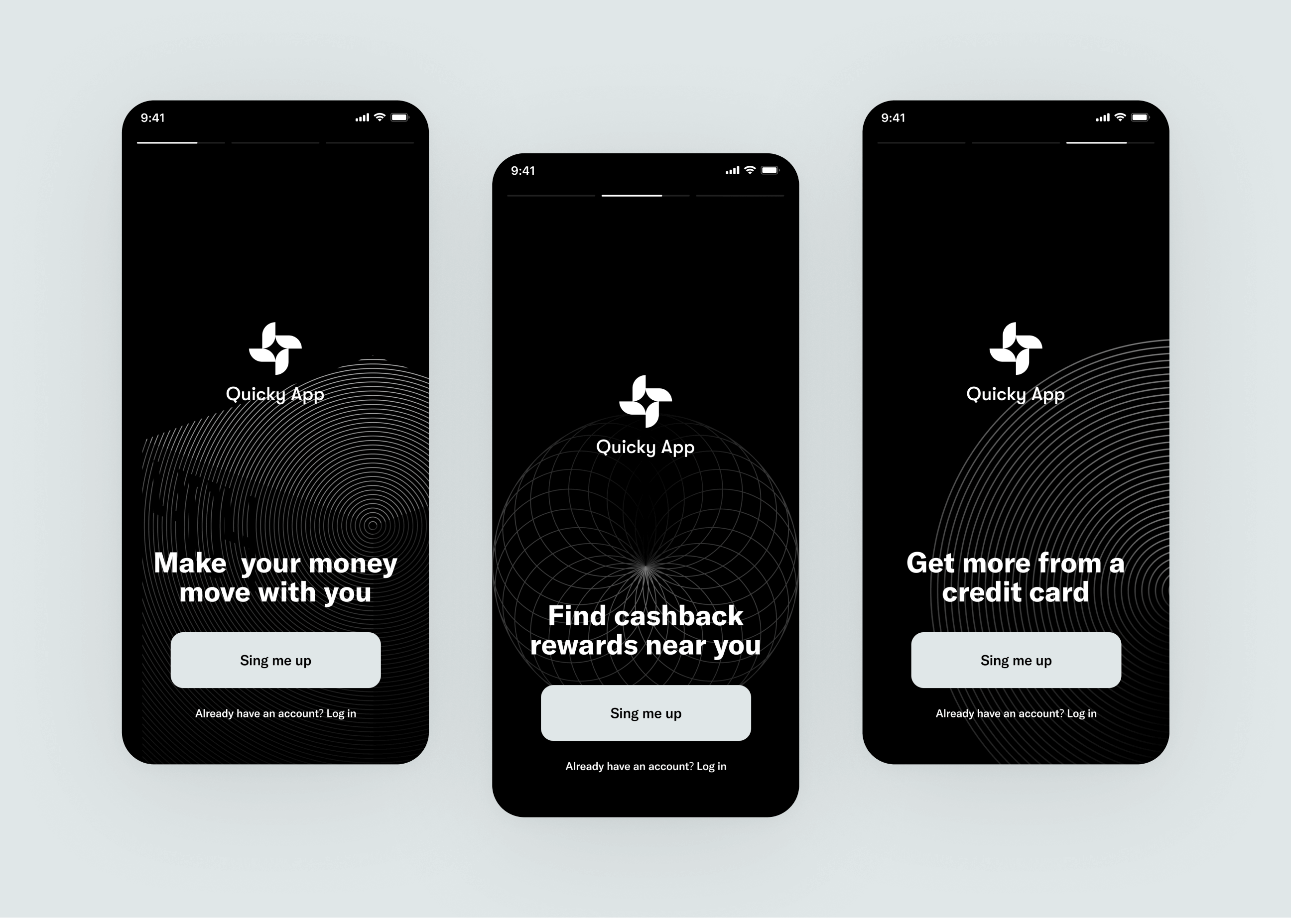 quicky onboarding screen for app