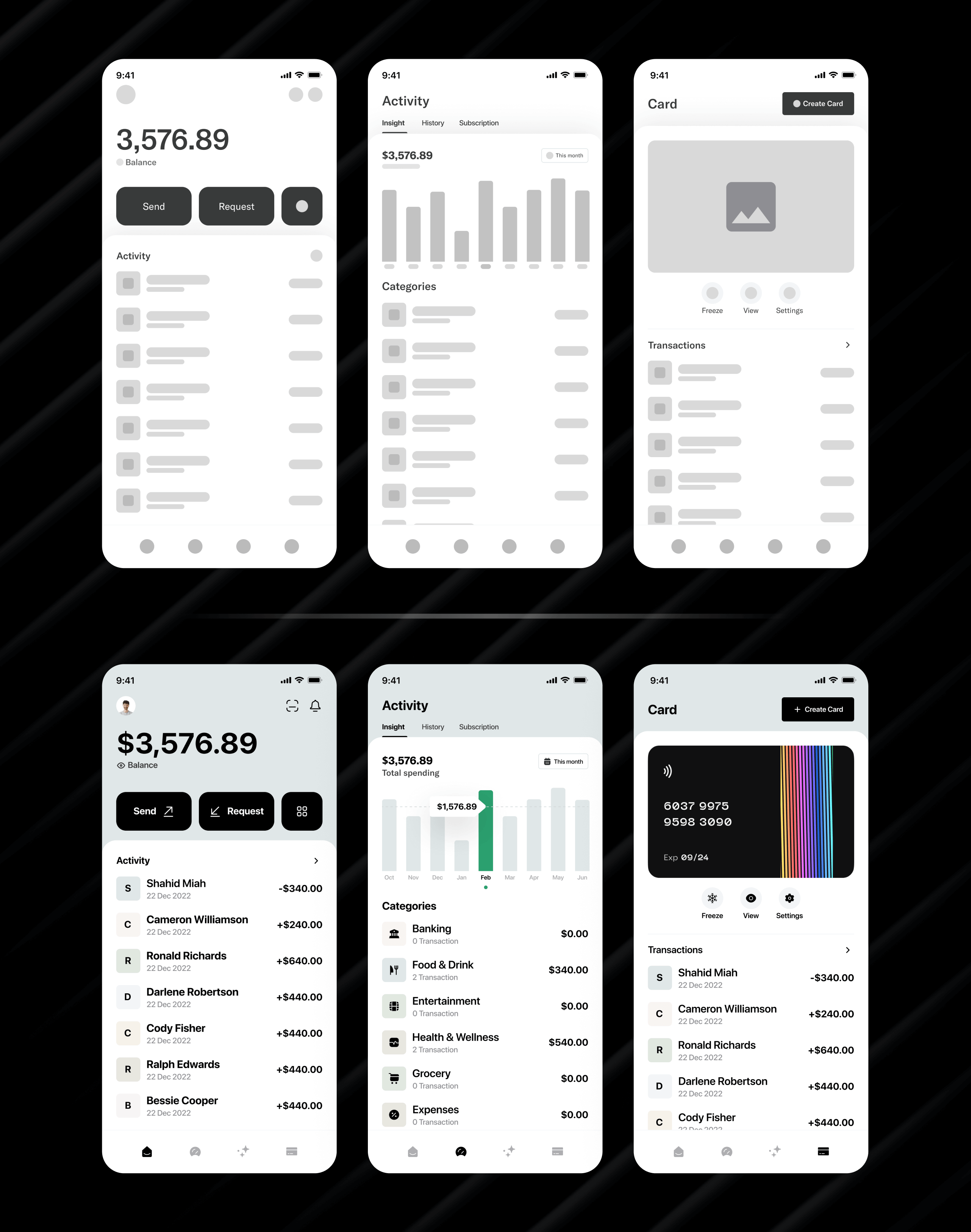 fintech app skeleton screen