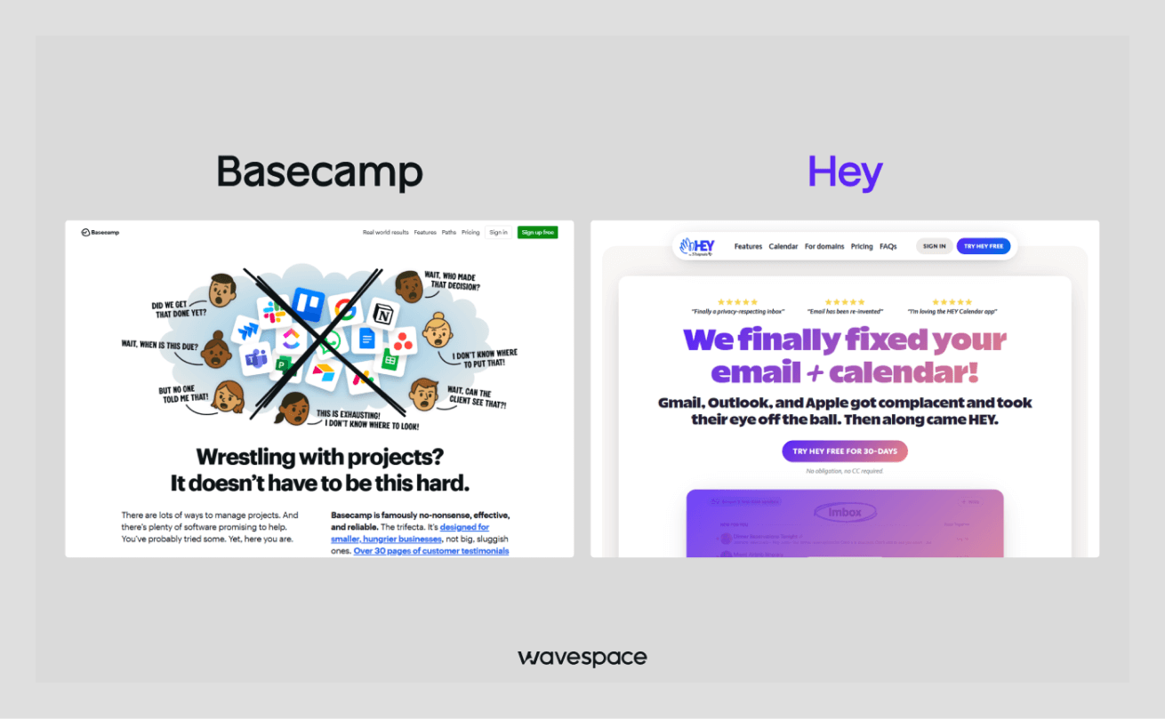 landing page design examples of wavespace