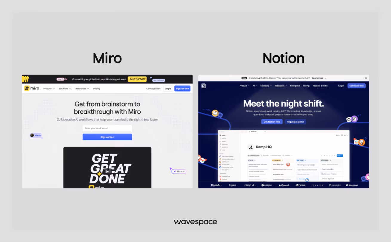 miro notion landing page design