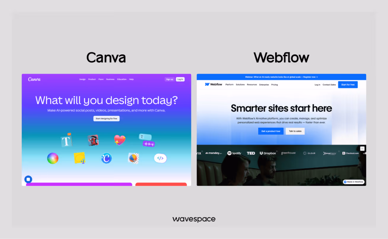canva webflow landing page template