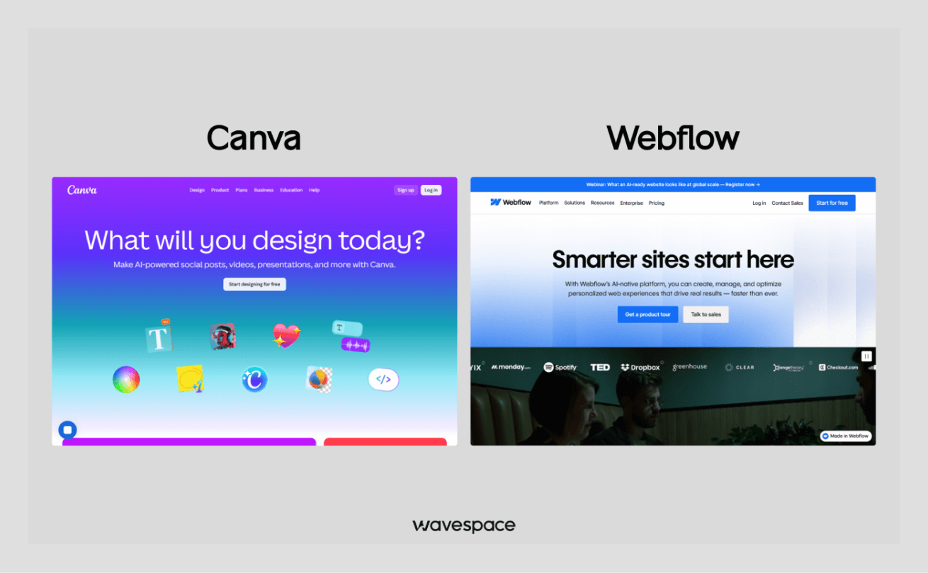 canva webflow landing page template