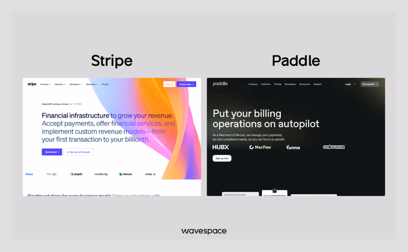 stripe paddle landing page template