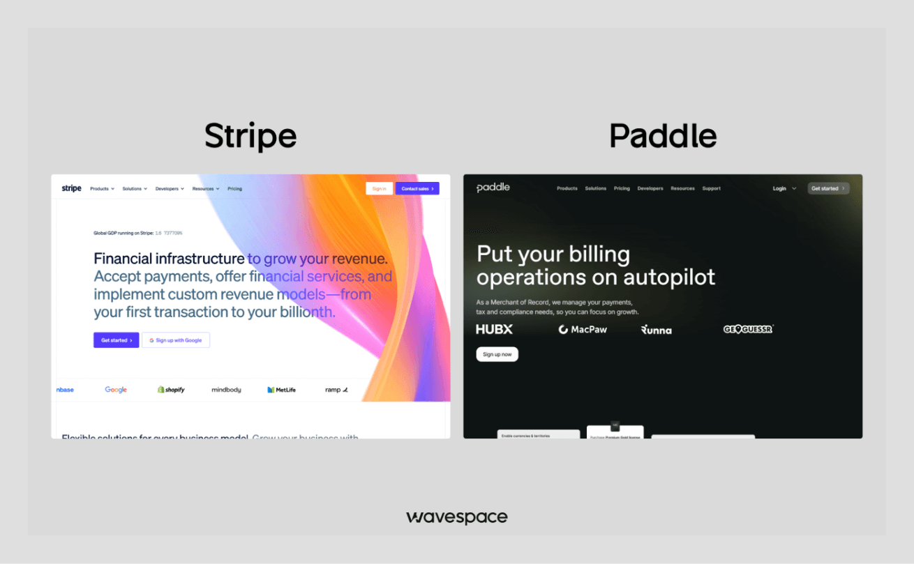 stripe paddle landing page template