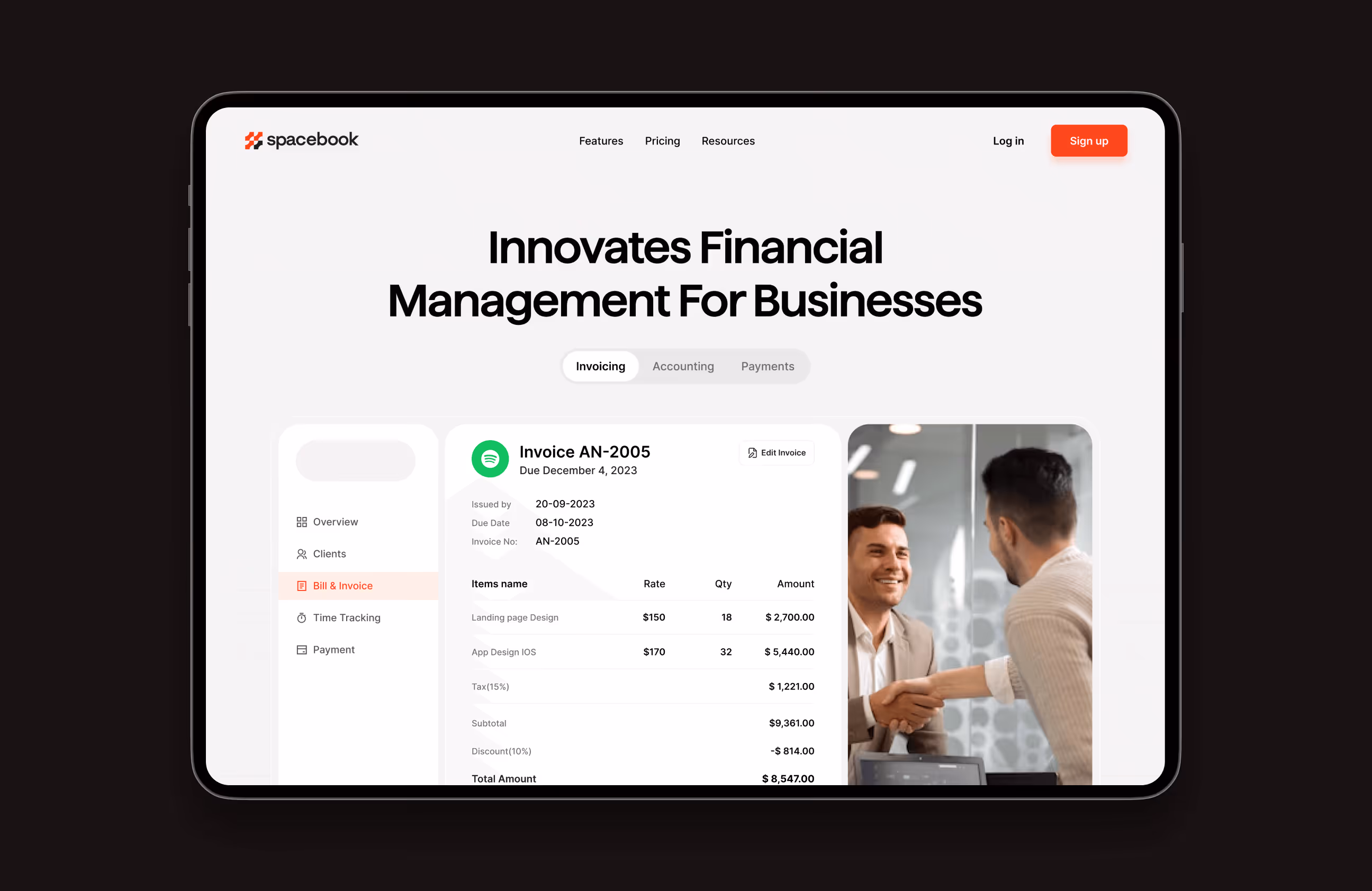 accounting software ui layout