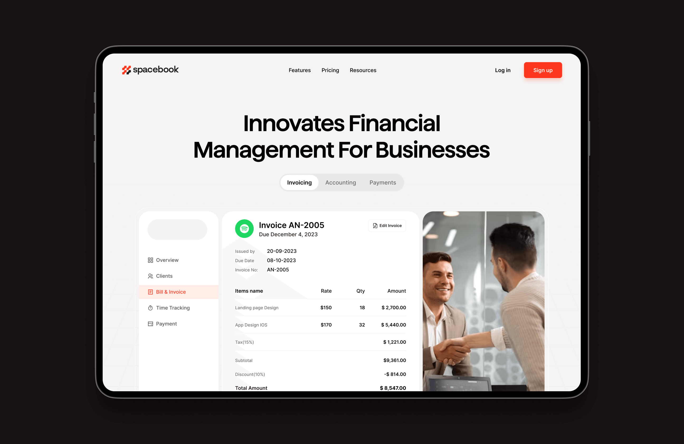 accounting software ui layout