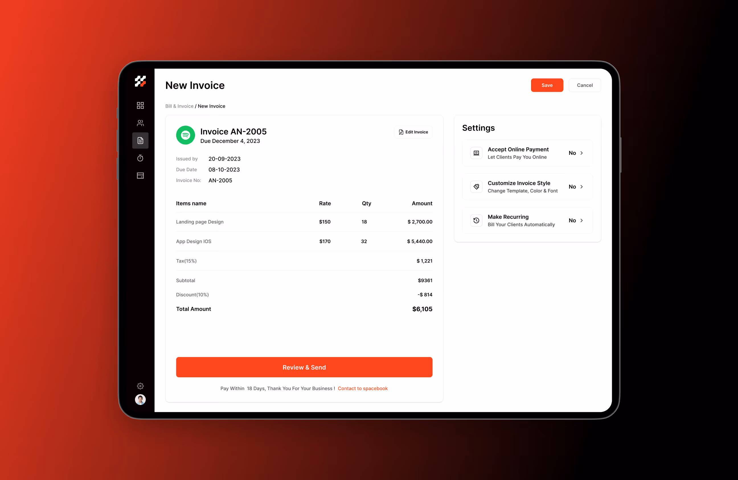 expense report ui screen