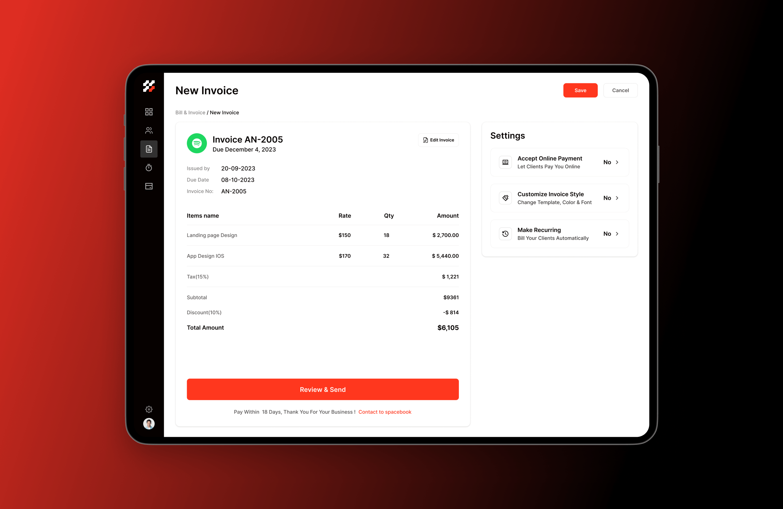 expense report ui screen