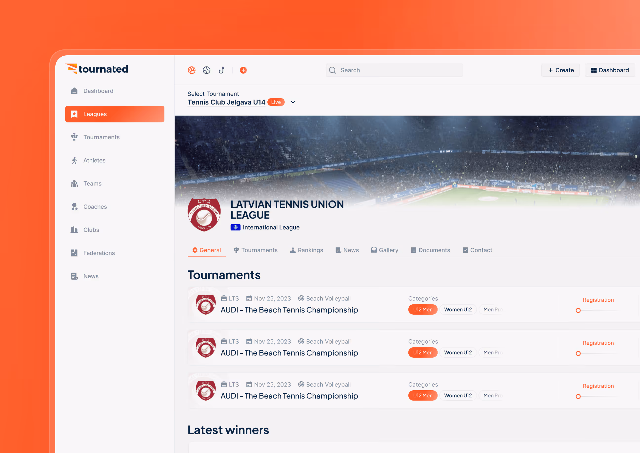 league management web dashboard ux