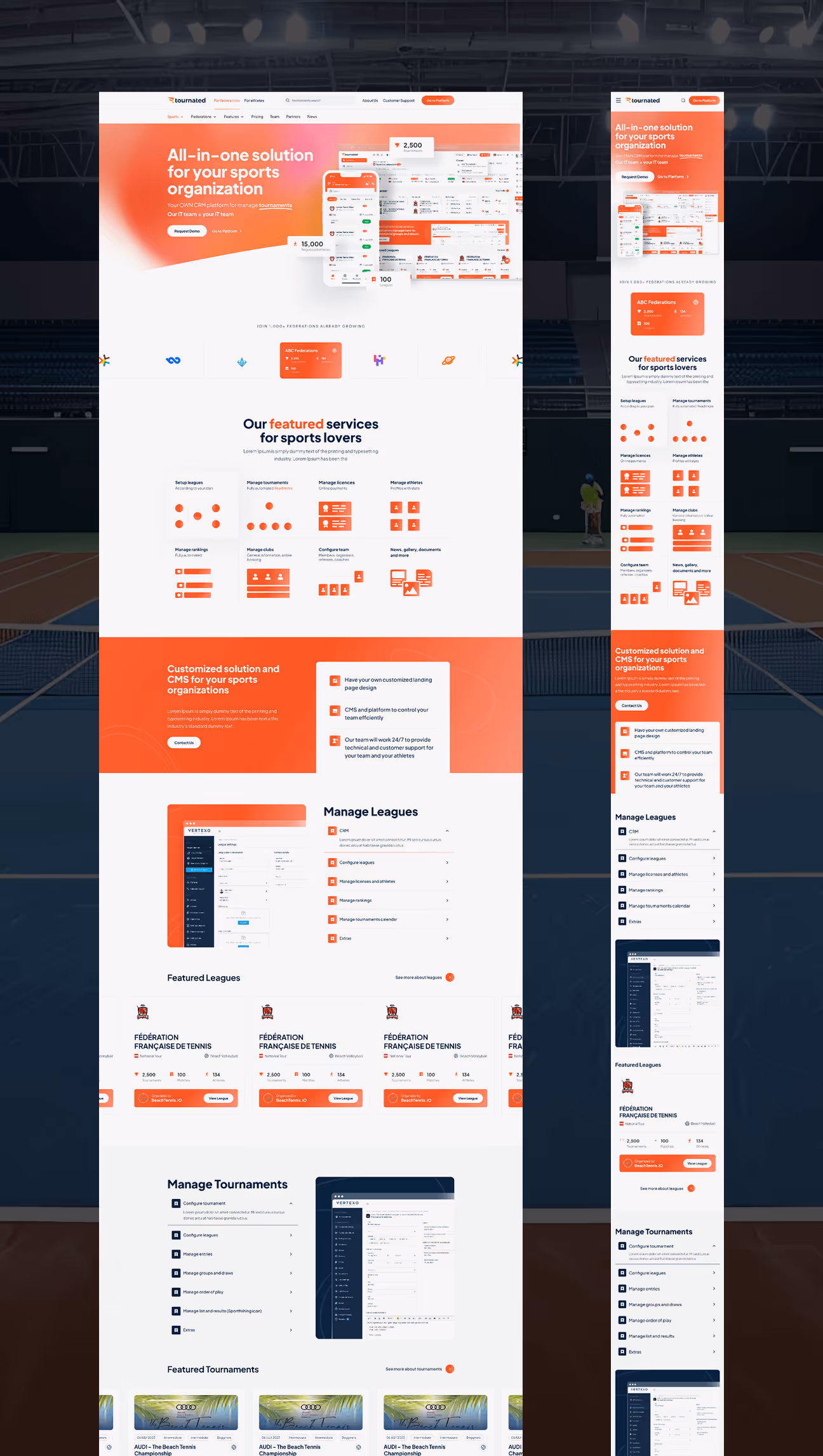 sports platform responsive web design