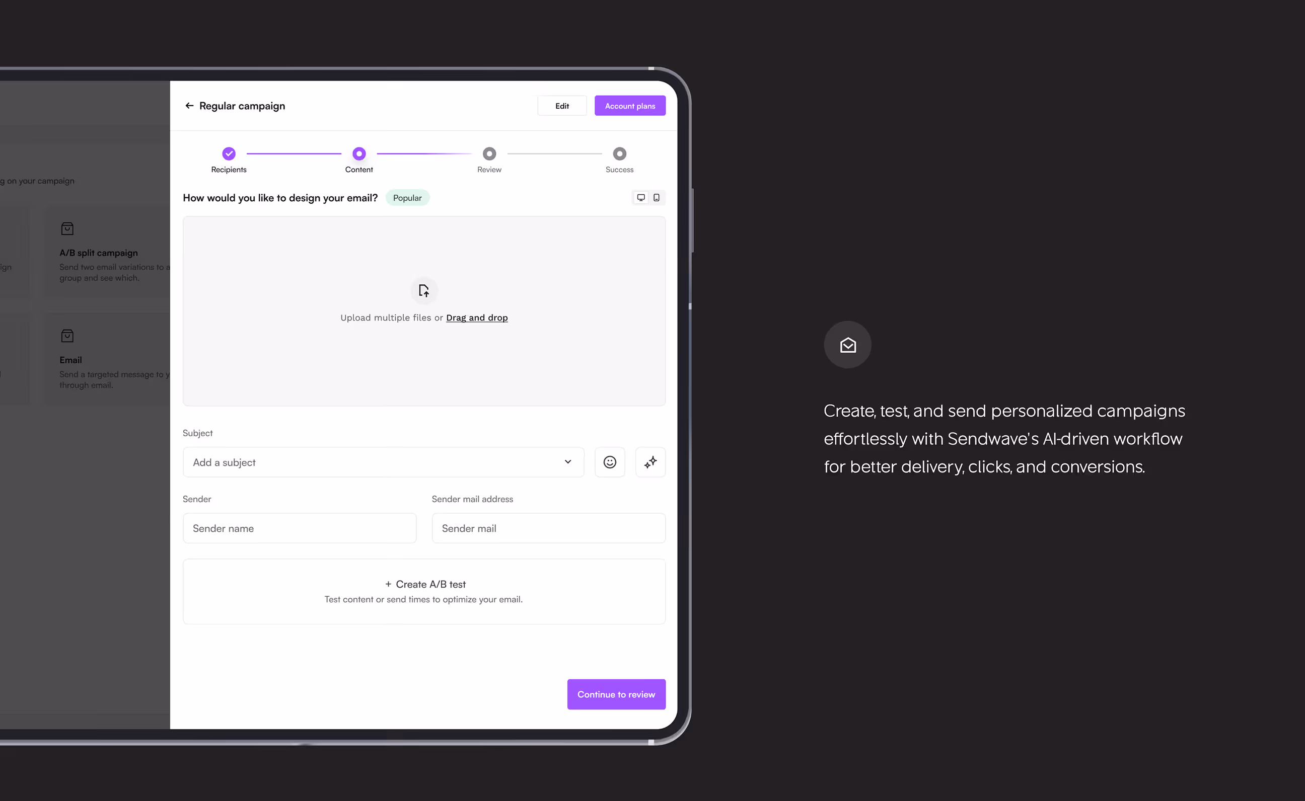 email marketing dashboard ui