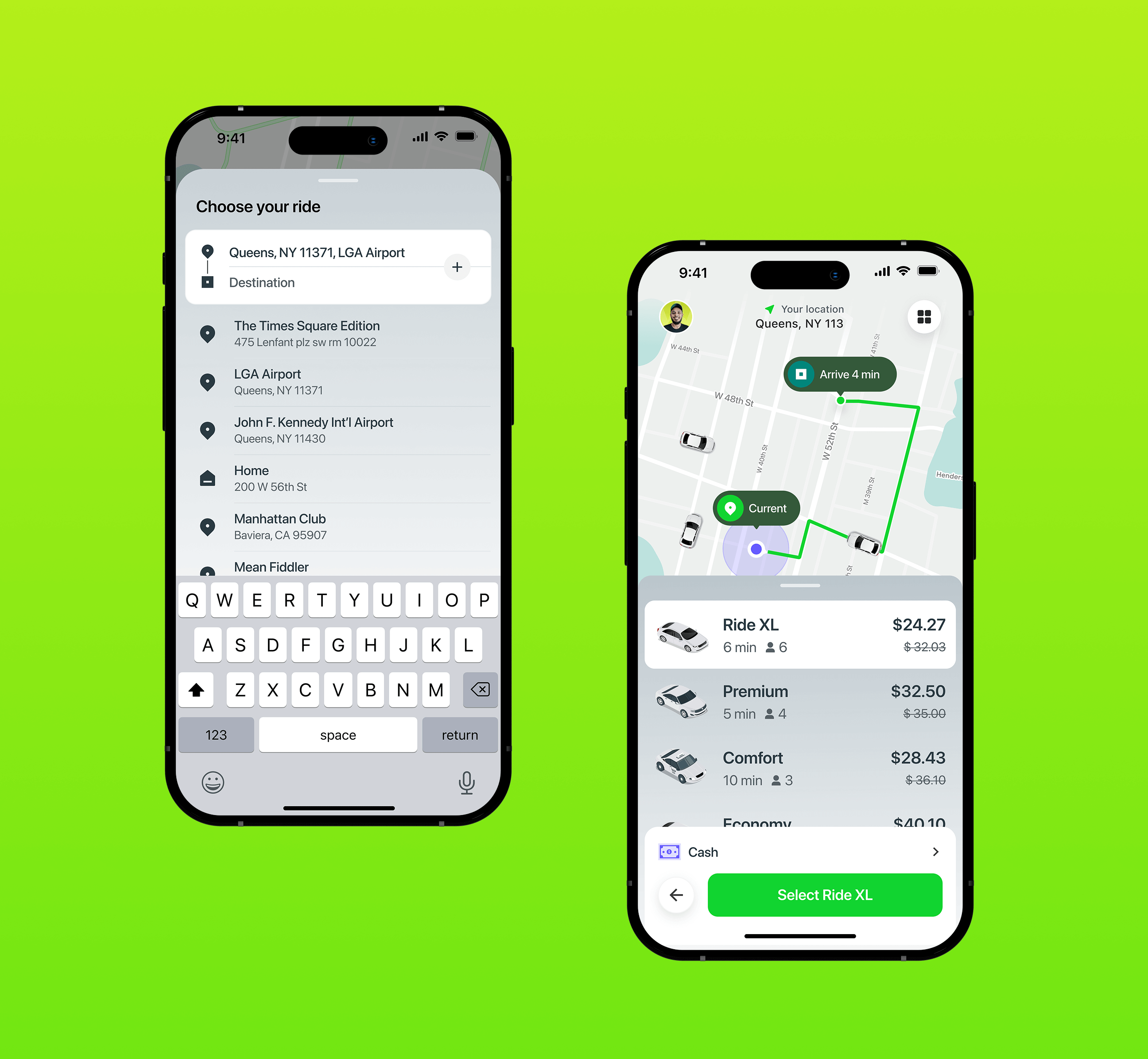 vehicle booking flow mobile screen