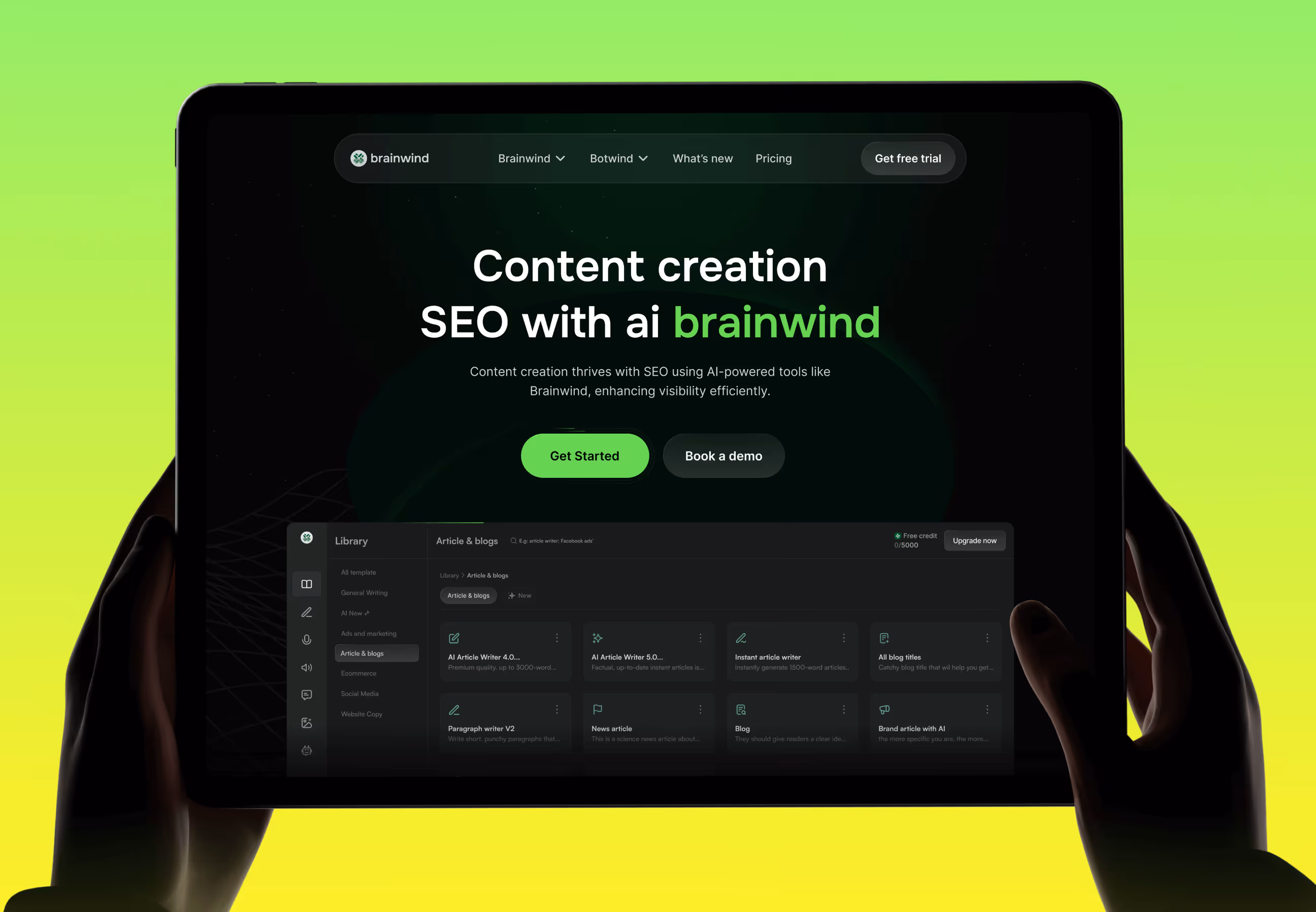 saas ai landing page