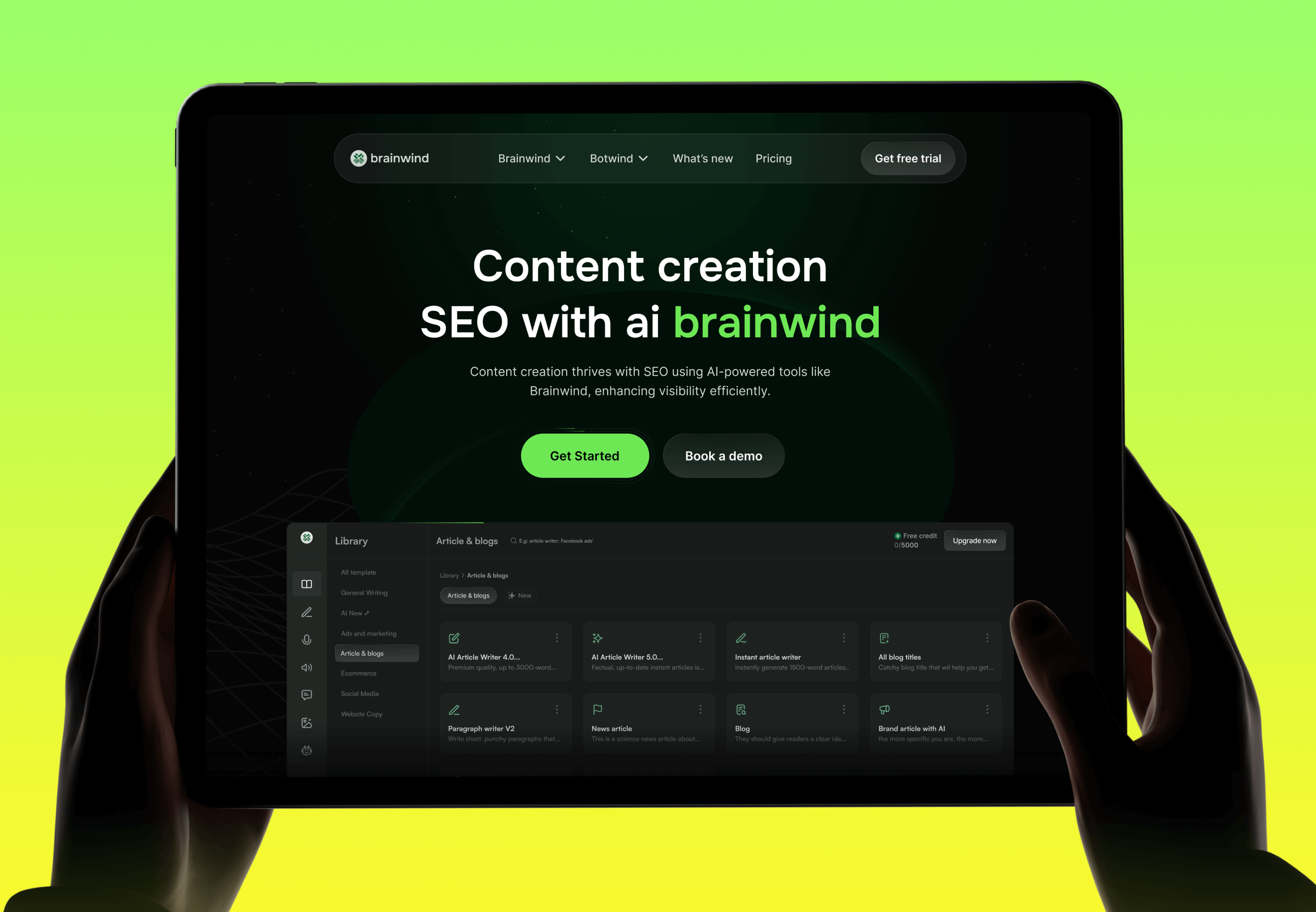 saas ai landing page
