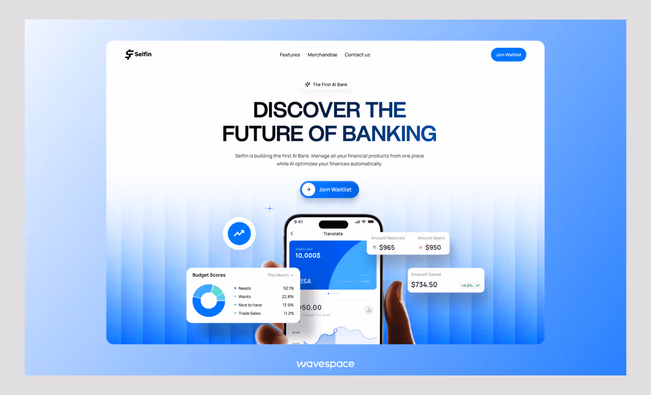 selfin landing page design by wavespace