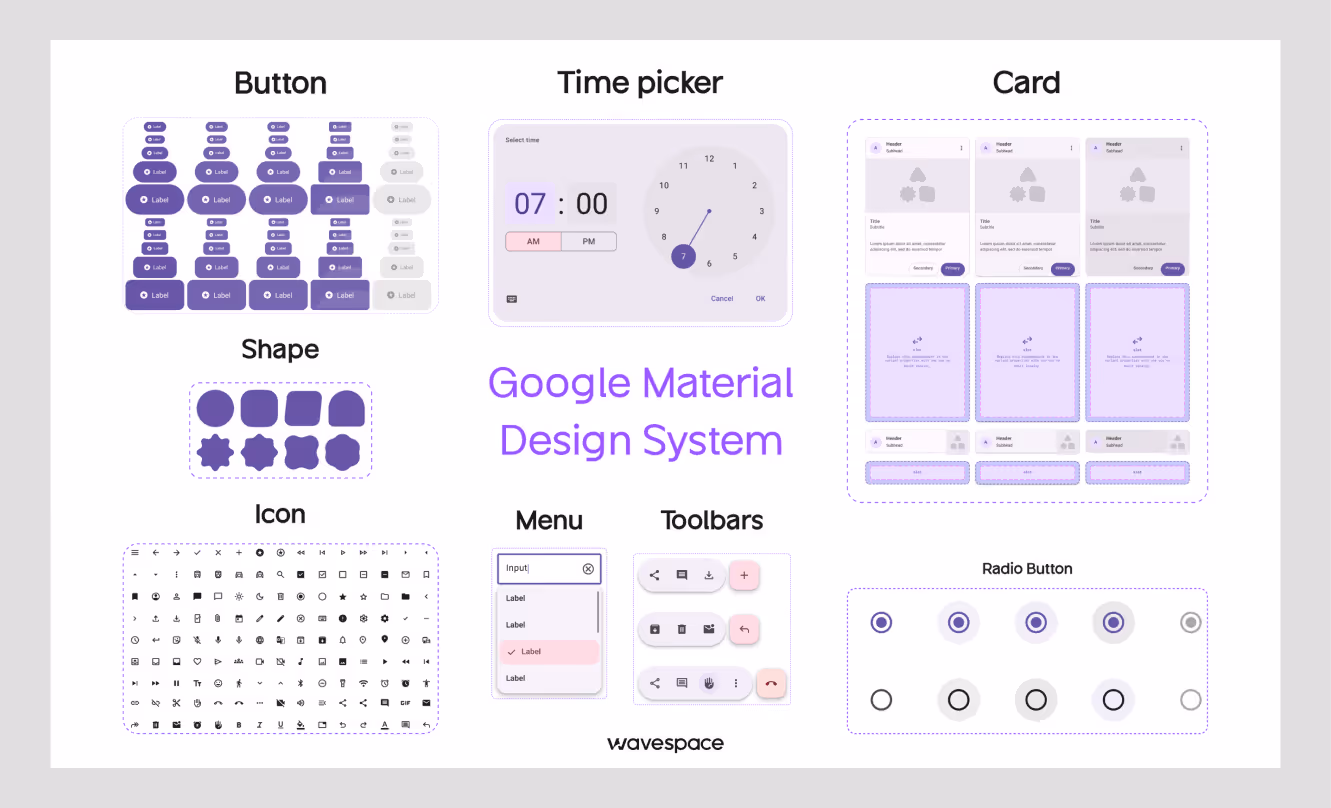 google material design system example