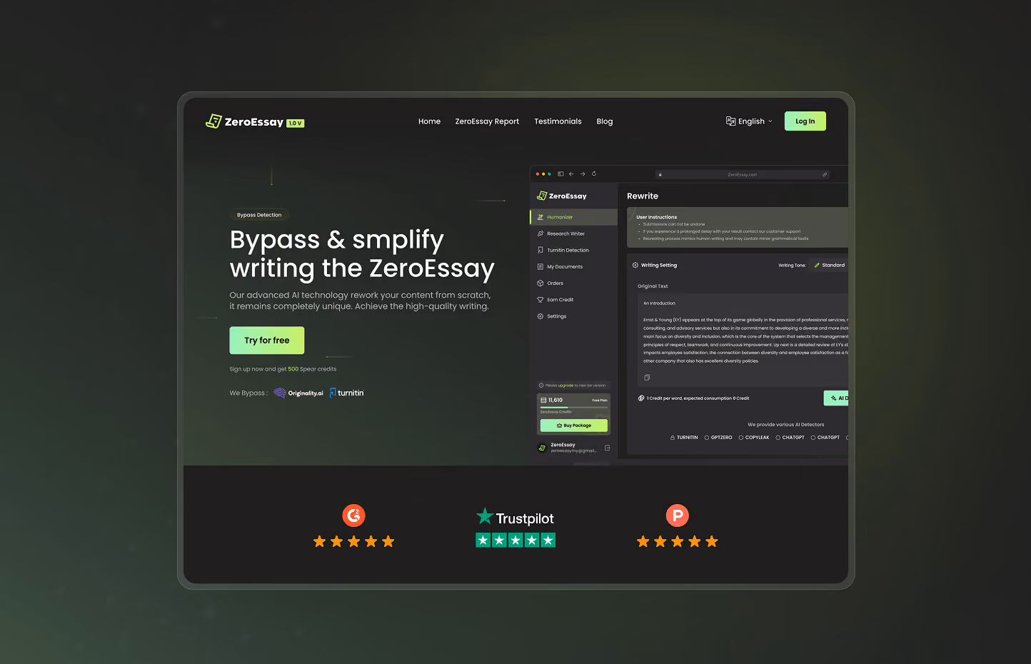 zeroessay-ai-writing-saas-dashboard-ui-design