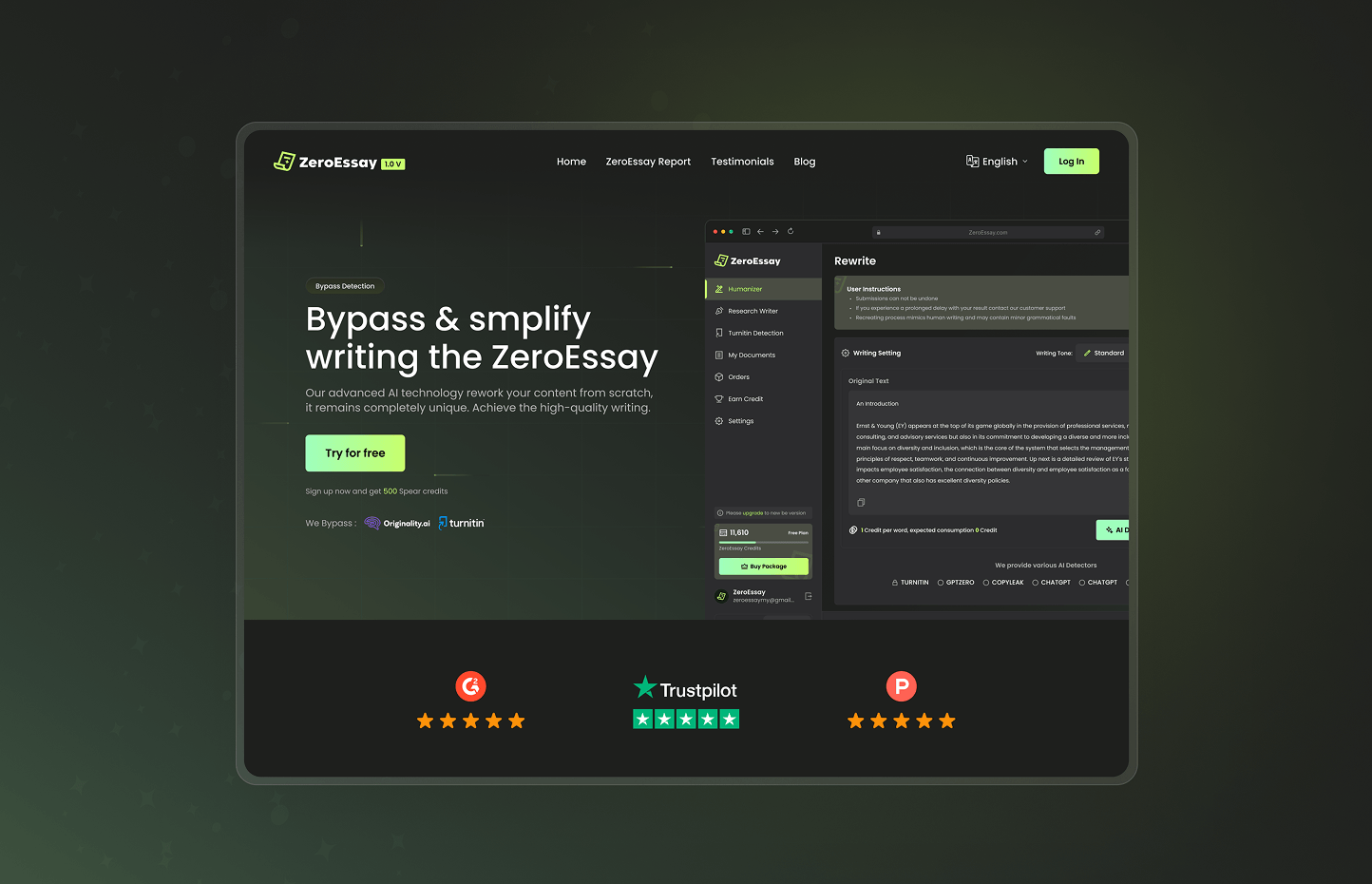 zeroessay-ai-writing-saas-dashboard-ui-design