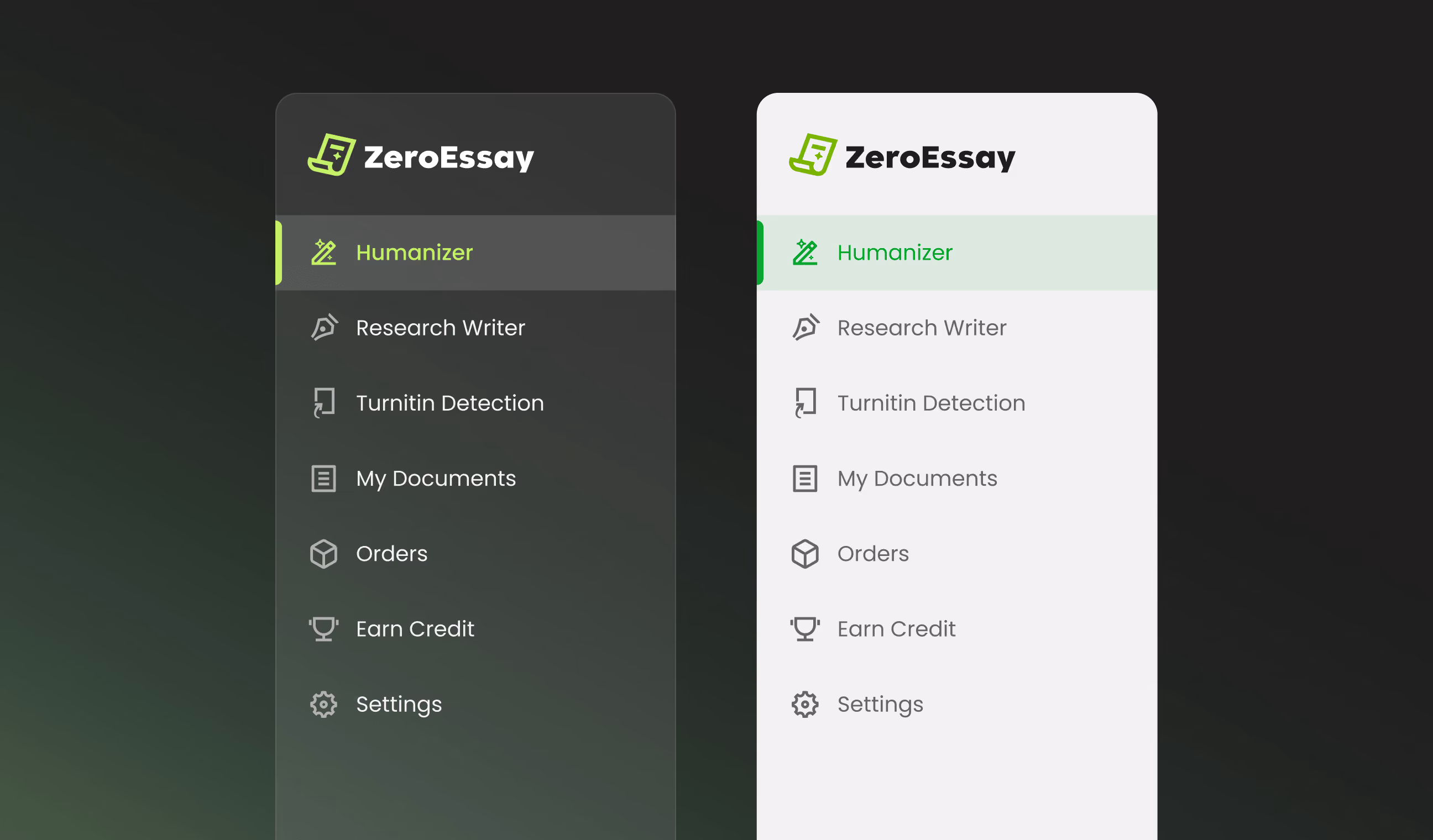 zeroessay-light-dark-mode-ui-design