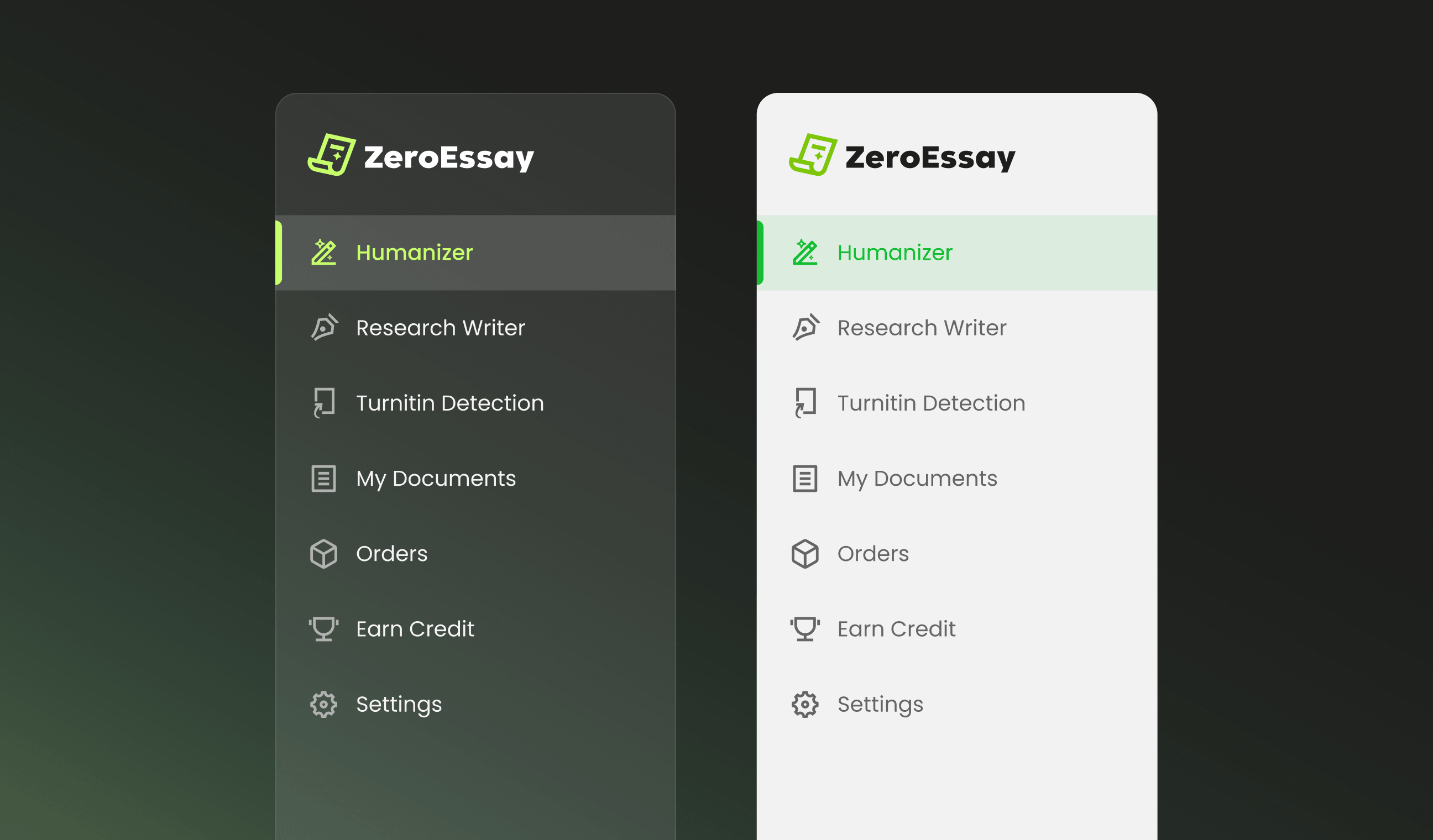 zeroessay-light-dark-mode-ui-design