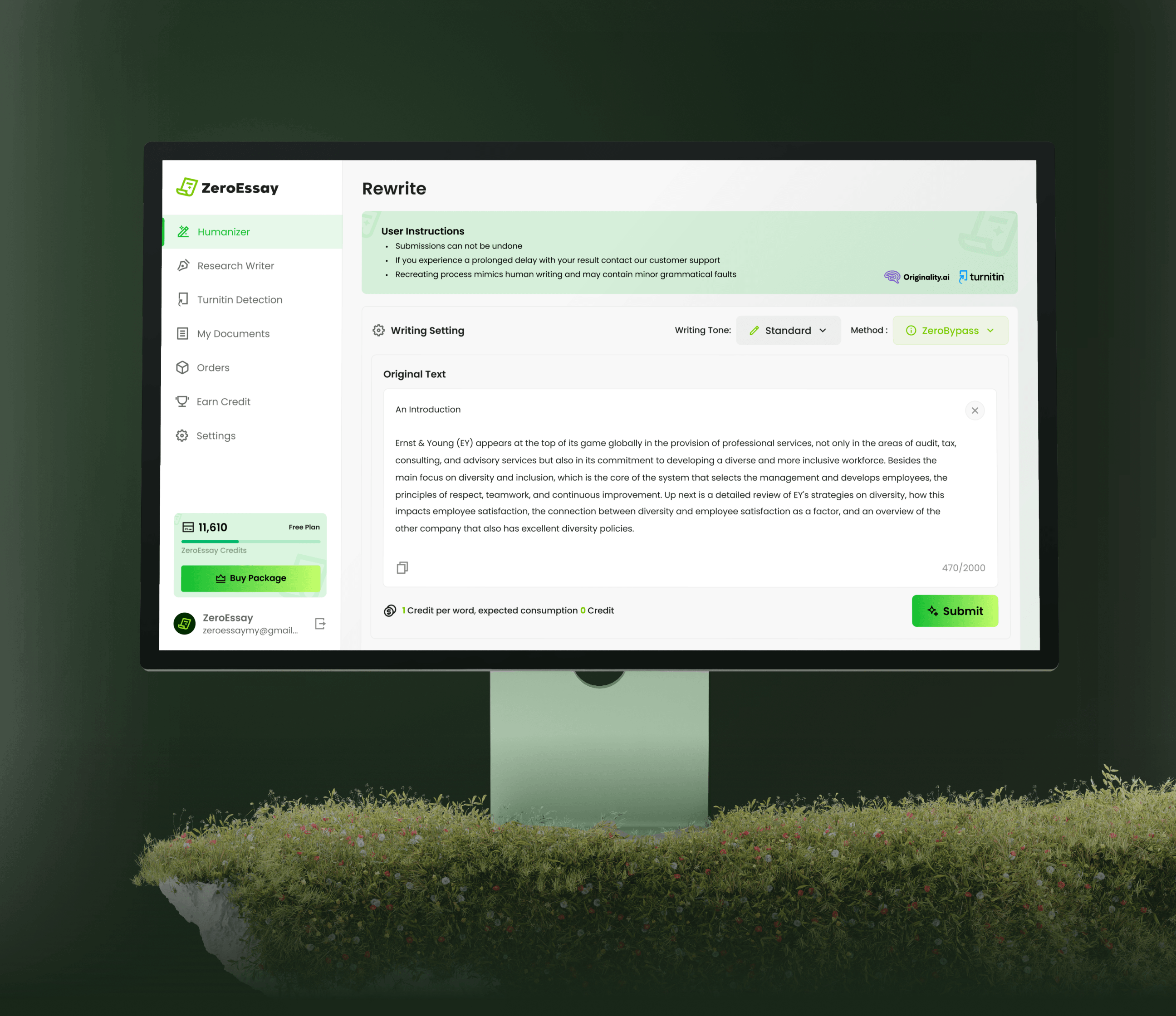 zeroessay-ai-detector-settings-ui-design