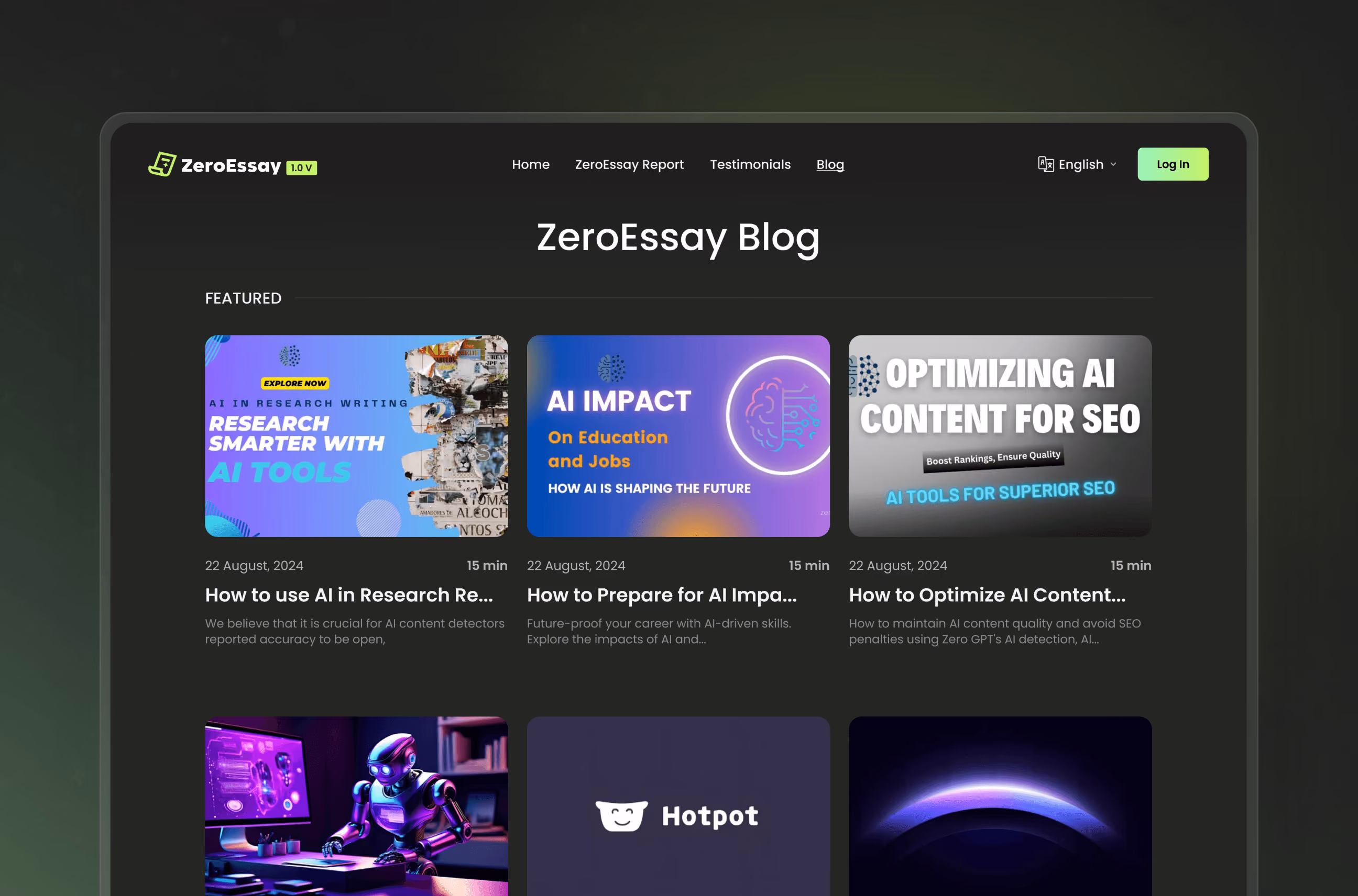 zeroessay-blog-page-web-design