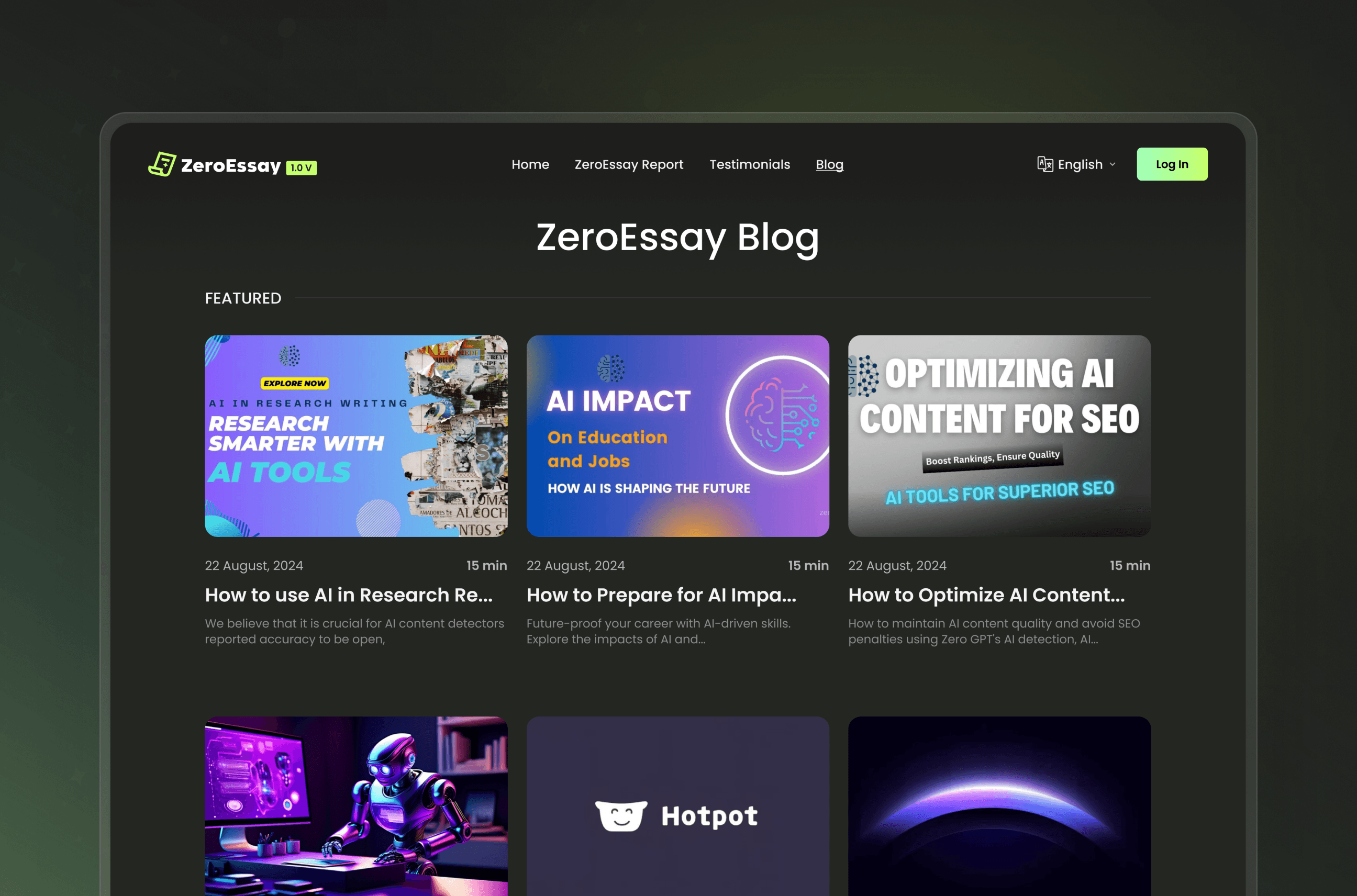 zeroessay-blog-page-web-design