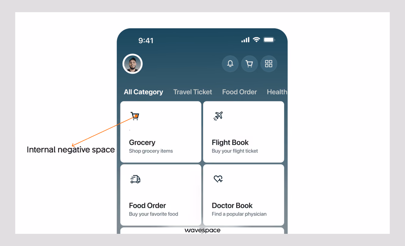 Internal negative space in UI design
