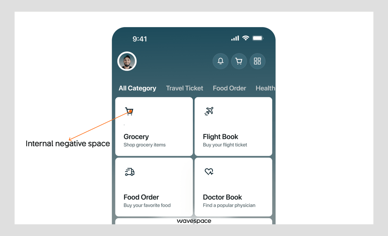 Internal negative space in UI design