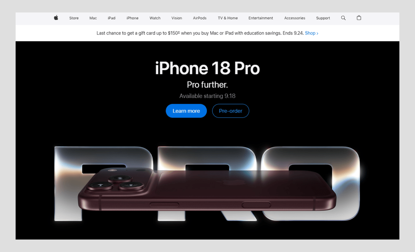 corporate website design example apple