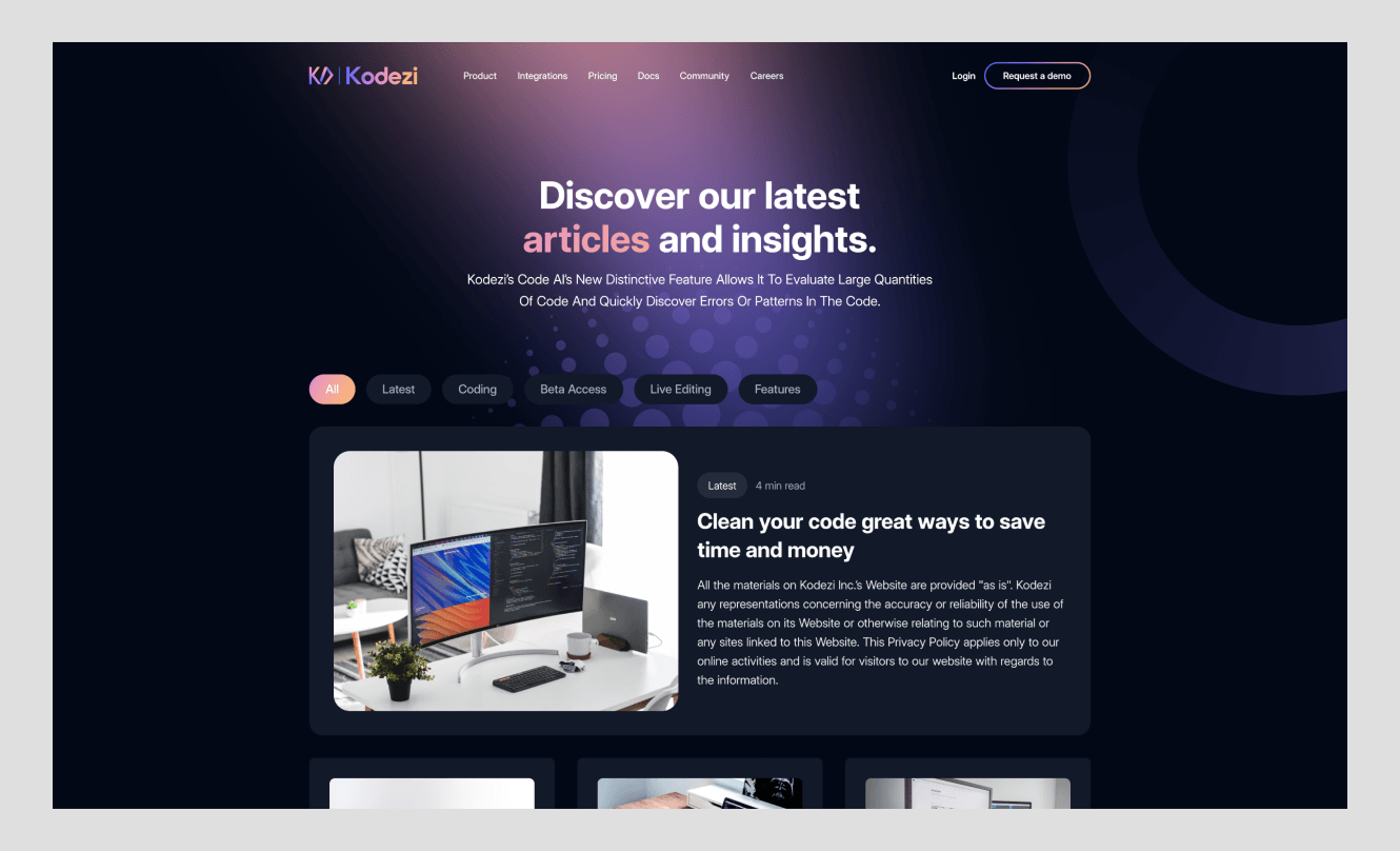 Best long scrolling single page website example of home page